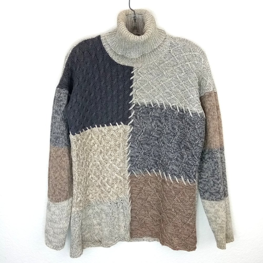 Reference Point Chunky Patch Turtleneck Sweater S - image 1